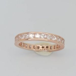 4.70cttw White Princess Cut Channel Set Eternity Band 18K RG on 925 Sz 9 3/4